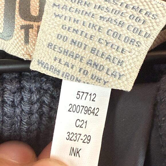 Duluth Trading Co Sweater Mens Large Blue Knit Ribbed Brigadier Button Mock Neck - Picture 7 of 9